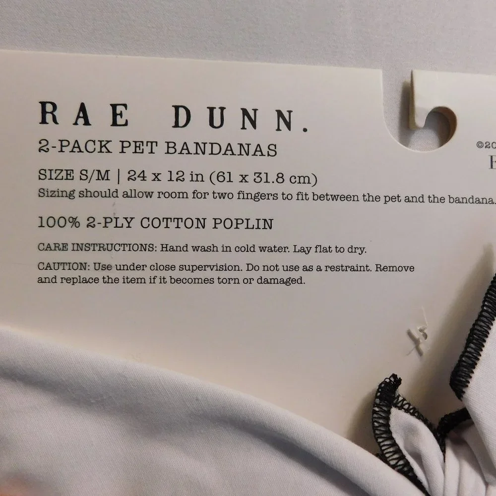 Rae Dunn Pet Bandanas 2 in Pack Size S/M NEW
